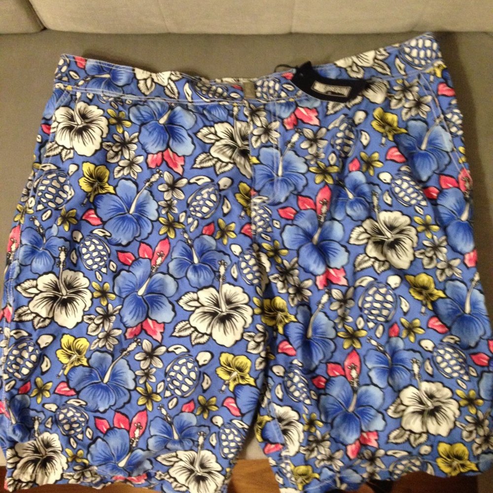Vilebrequin Blue Floral Flat Belt Swim Trunks XXXL
